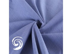 厂家直销蓝色小格子布环保抗皱竹纤维衬衣新型色织布面料1253