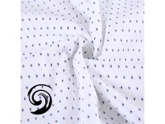 厂家现货批发抗皱环保蓝点印花竹纤维衬衫服装色织布面料1669