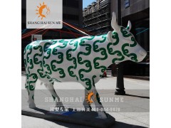 【上海升美】玻璃钢雕塑彩绘牛雕塑仿真牛模型摆件雕塑定制