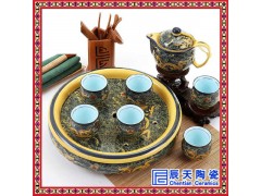 家用青花整套功夫茶具实木茶盘全智能整套功夫茶具套装图2