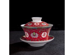 景德镇原矿颜色釉 纯手工盖碗茶杯 陶瓷茶碗 甜点碗燕窝碗